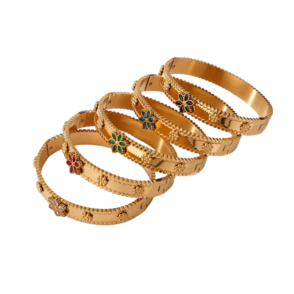 18K gold snowflake-shaped gemstone-inlaid exquisite and fashionable bracelet