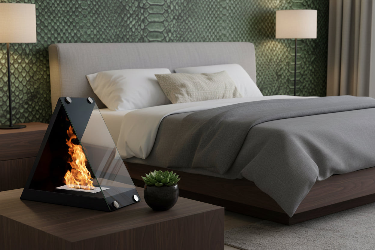 Triangular Glass Tabletop Fireplace