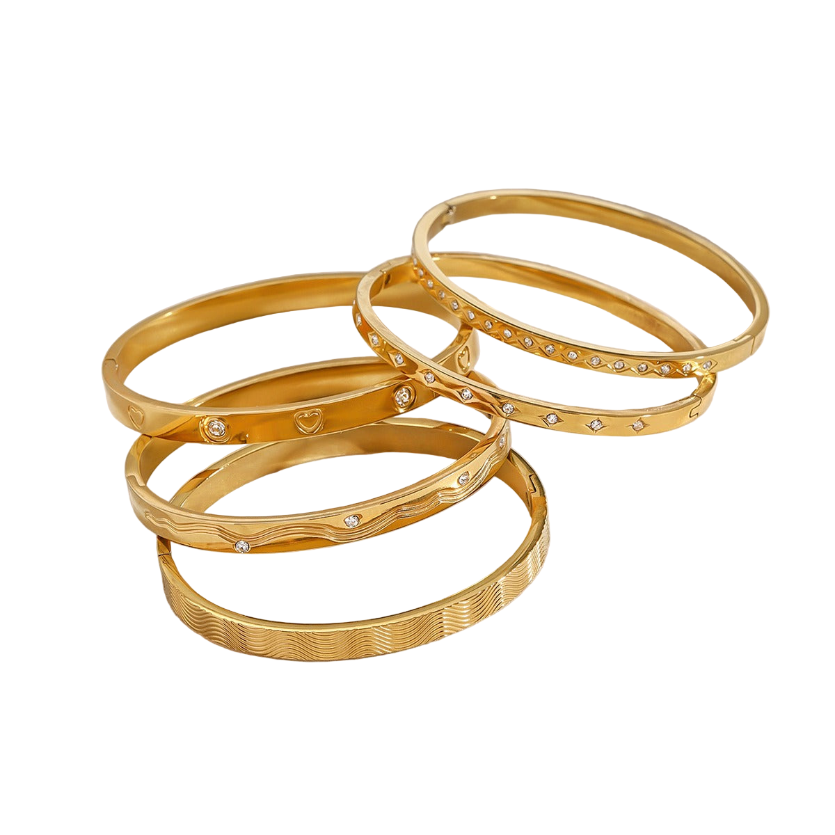 18K Gold Geometric Texture with Diamond-Studded Design