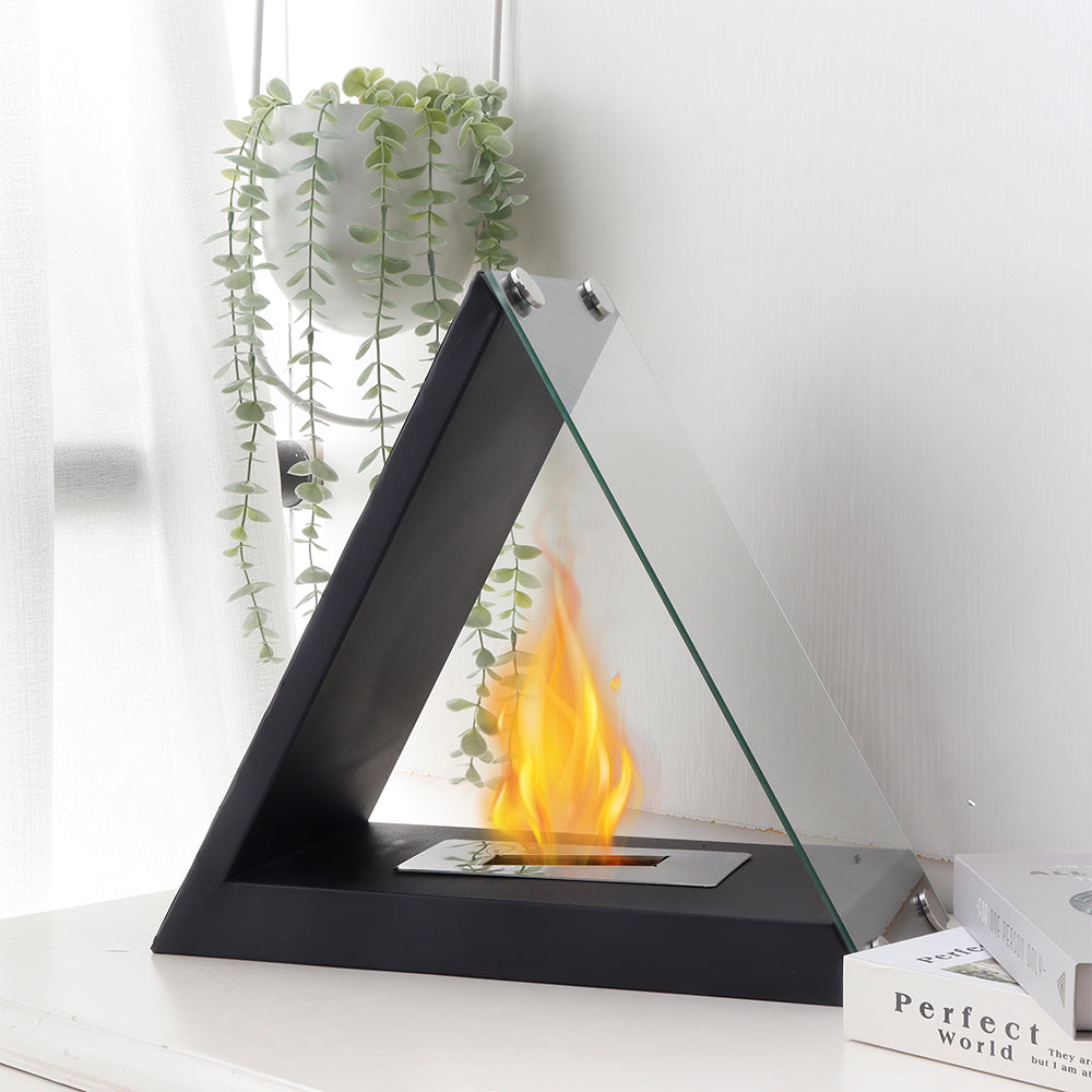 Triangular Glass Tabletop Fireplace