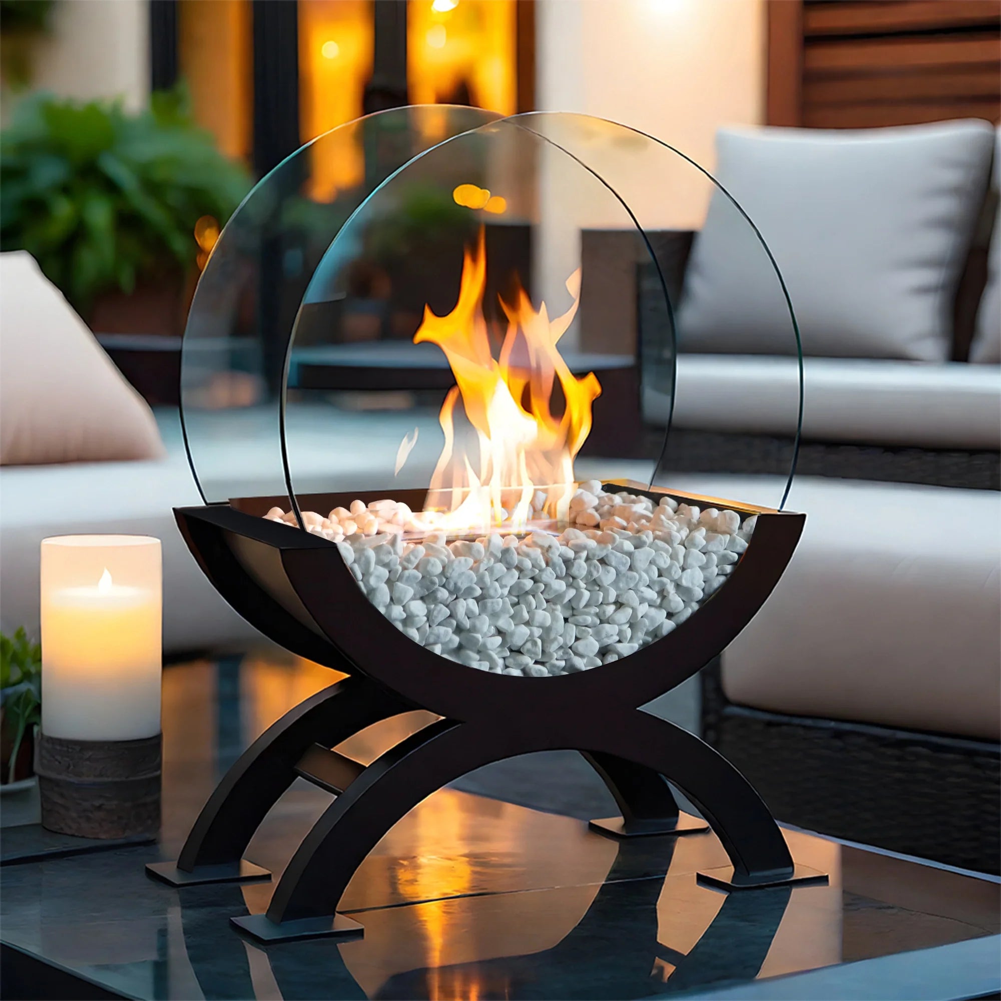 Portable Round Tabletop Fireplace